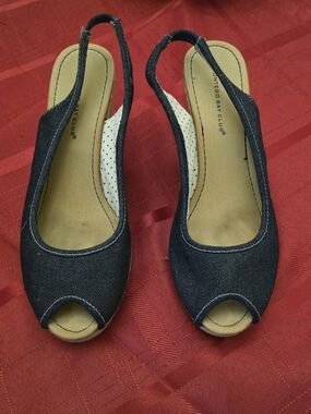 Montego Bay Club Dark Blue Denim Ballet Flats with Red Lining